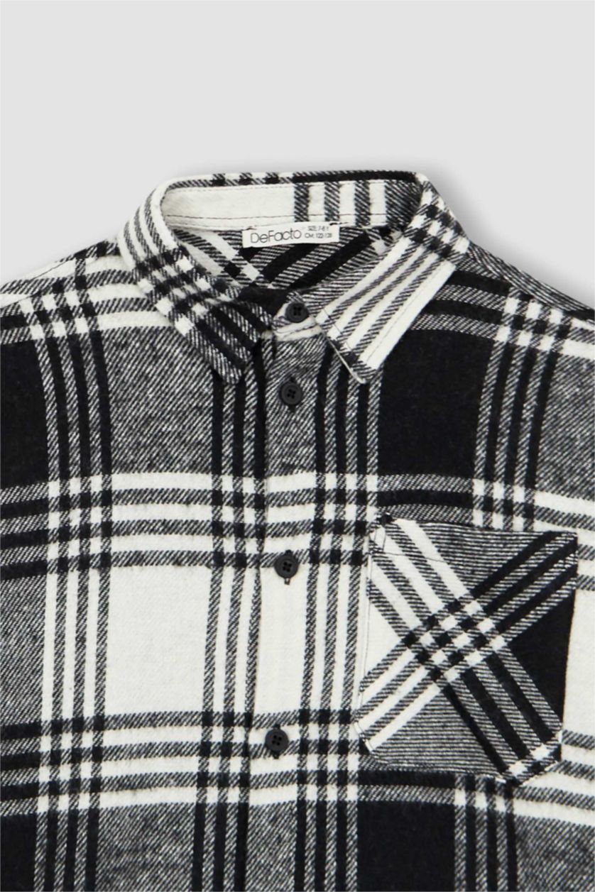 GARÇONS Noir Chemises à manches longues Flanelle Col Polo Garçon