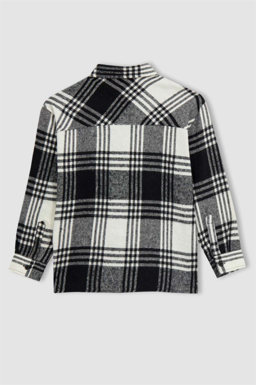 GARÇONS Noir Chemises à manches longues Flanelle Col Polo Garçon