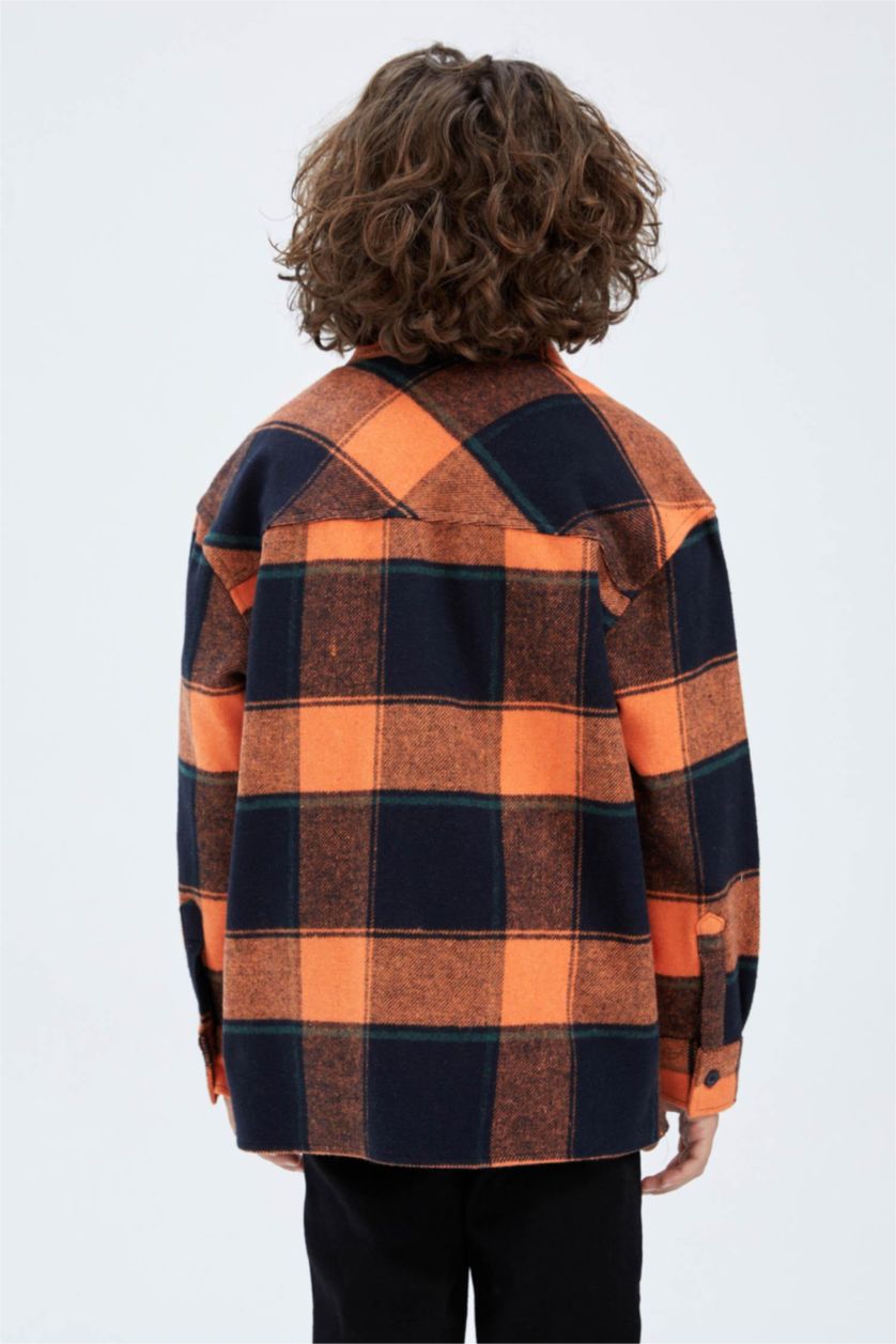 GARÇONS Orange Foncé Chemises à manches longues Flanelle Col Polo Garçon