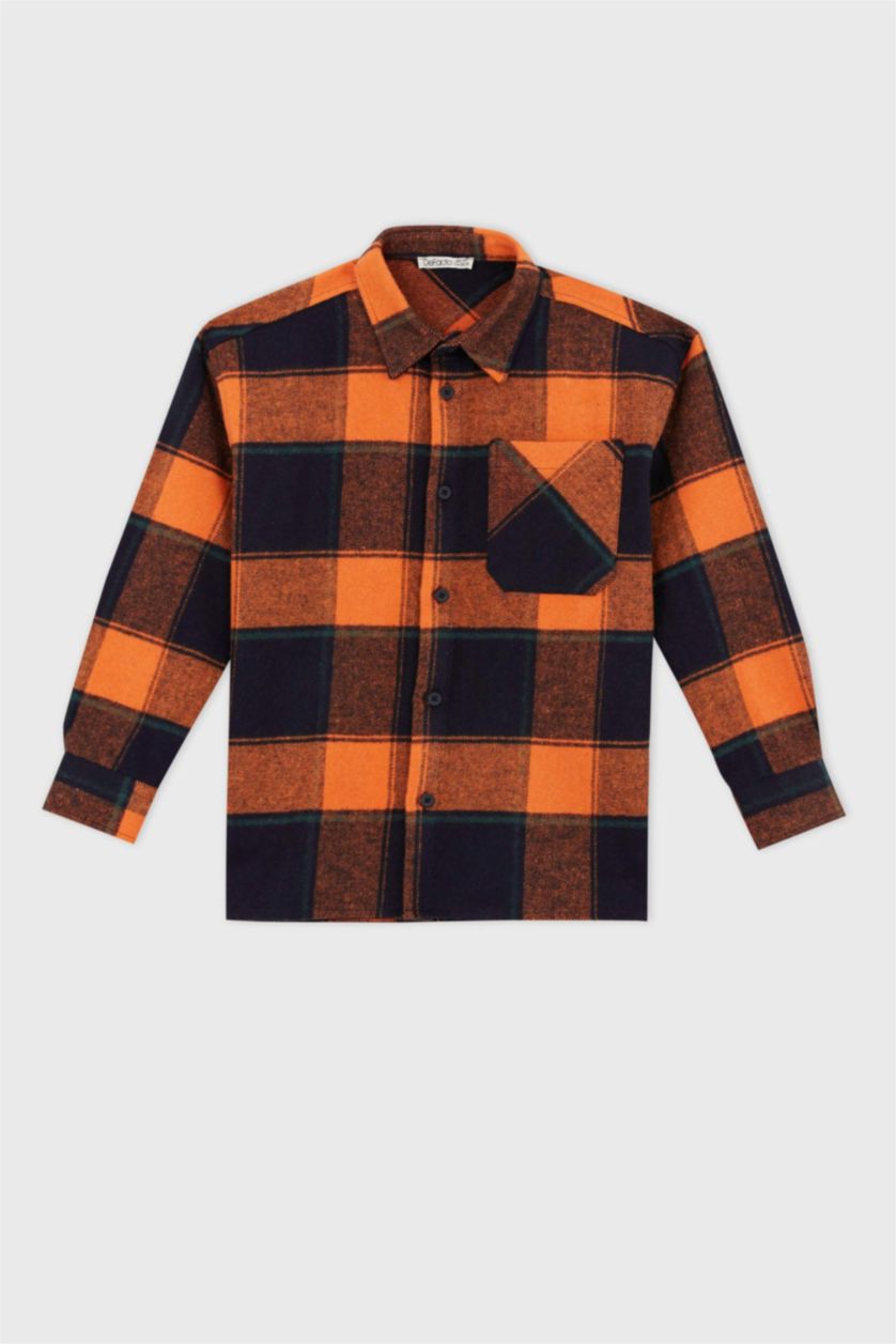 GARÇONS Orange Foncé Chemises à manches longues Flanelle Col Polo Garçon