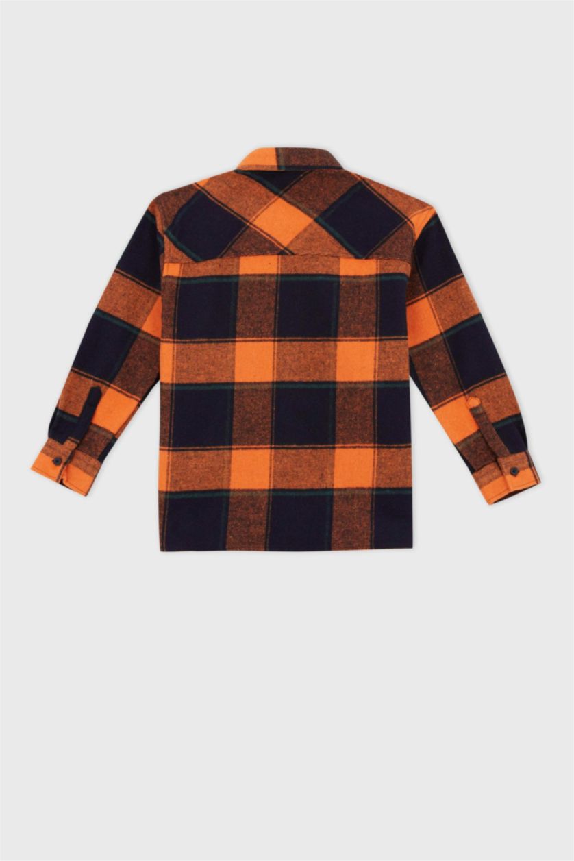 GARÇONS Orange Foncé Chemises à manches longues Flanelle Col Polo Garçon