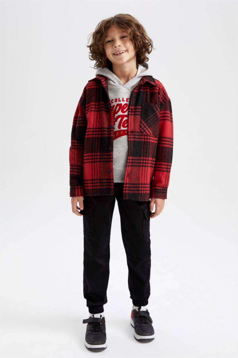 BOYS & TEENS Red Oversize Fit Long Sleeve Shirt
