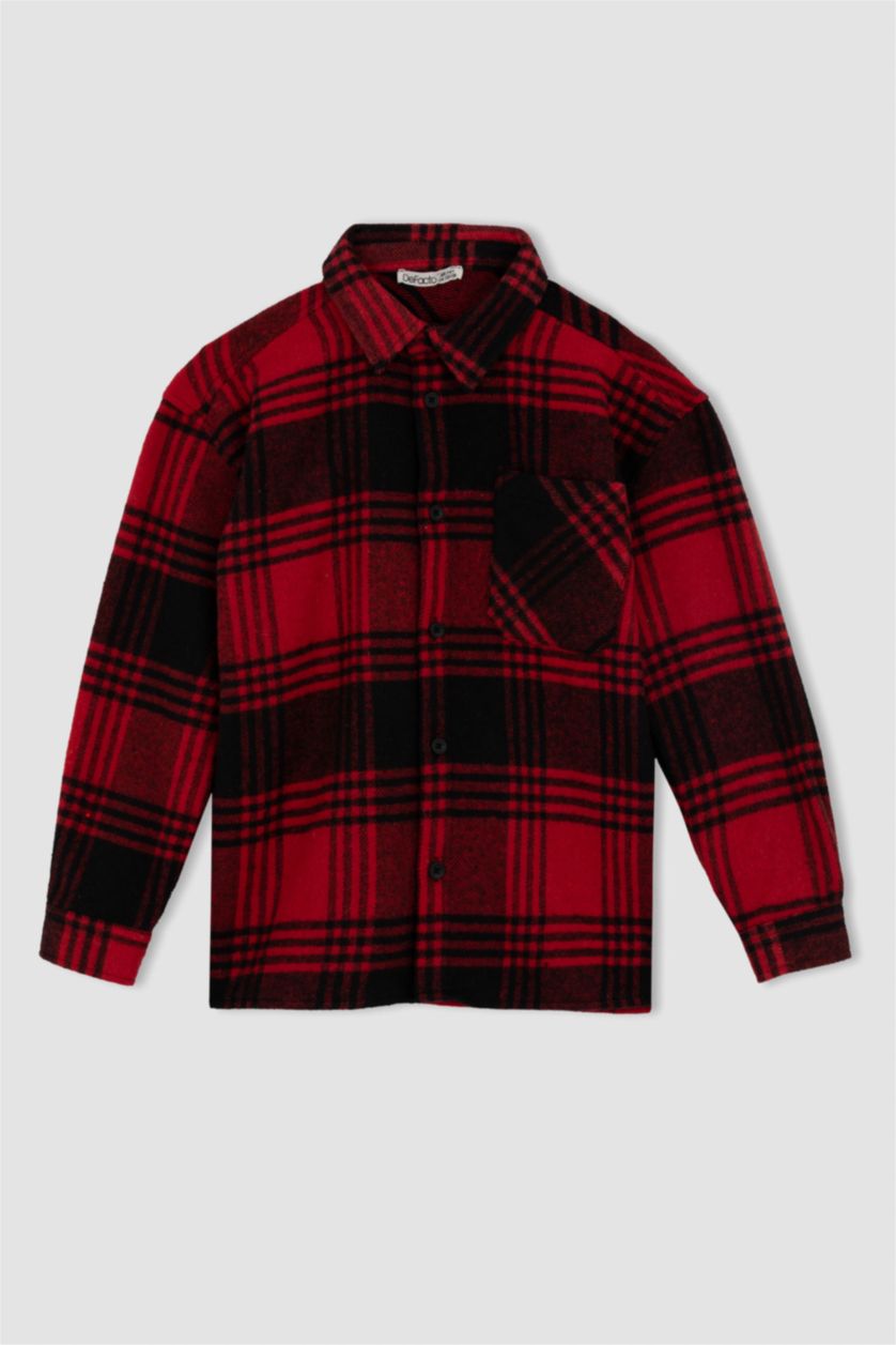 BOYS & TEENS Red Oversize Fit Long Sleeve Shirt