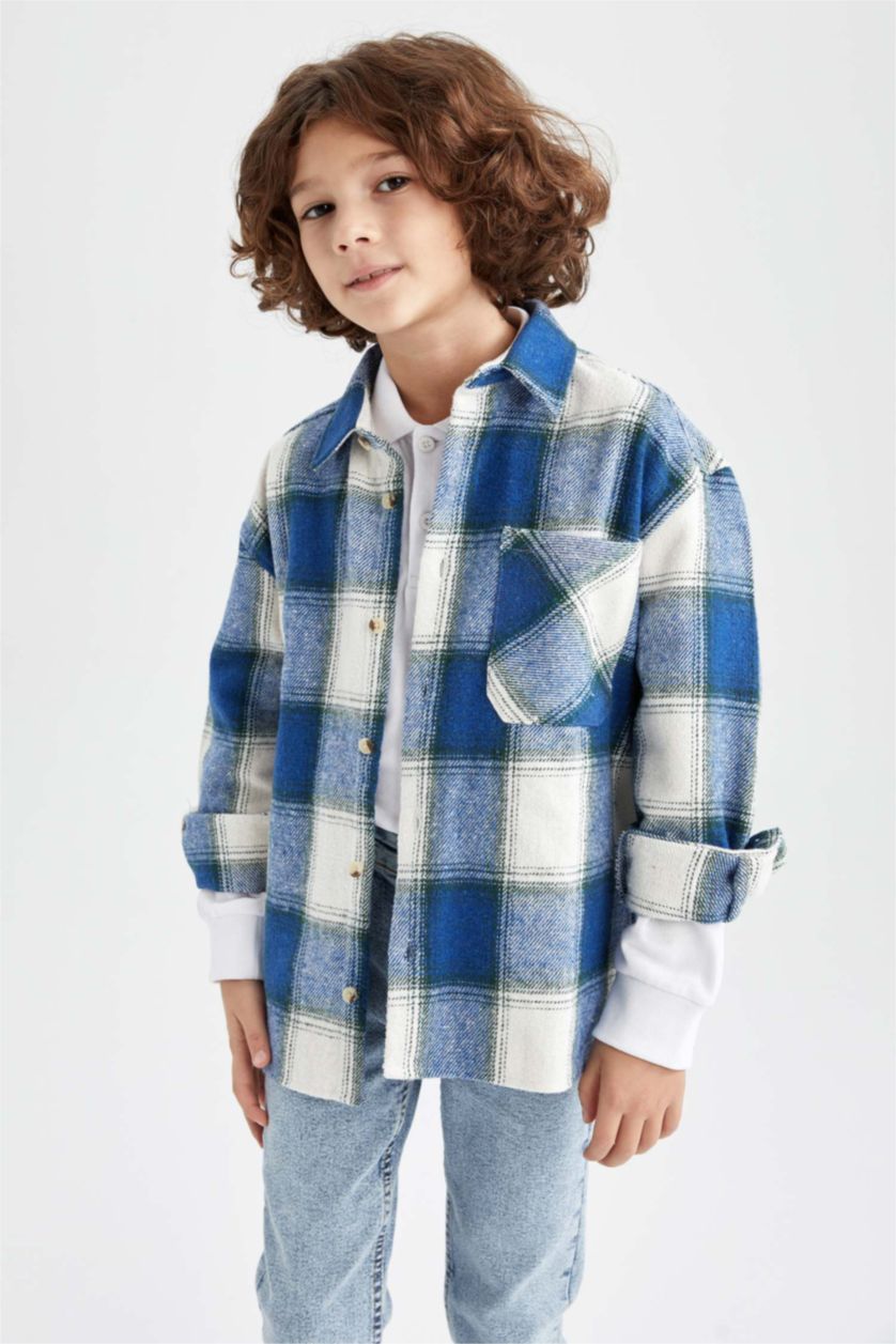 GARÇONS Indigo Clair Chemises à manches longues Flanelle Col Polo Garçon