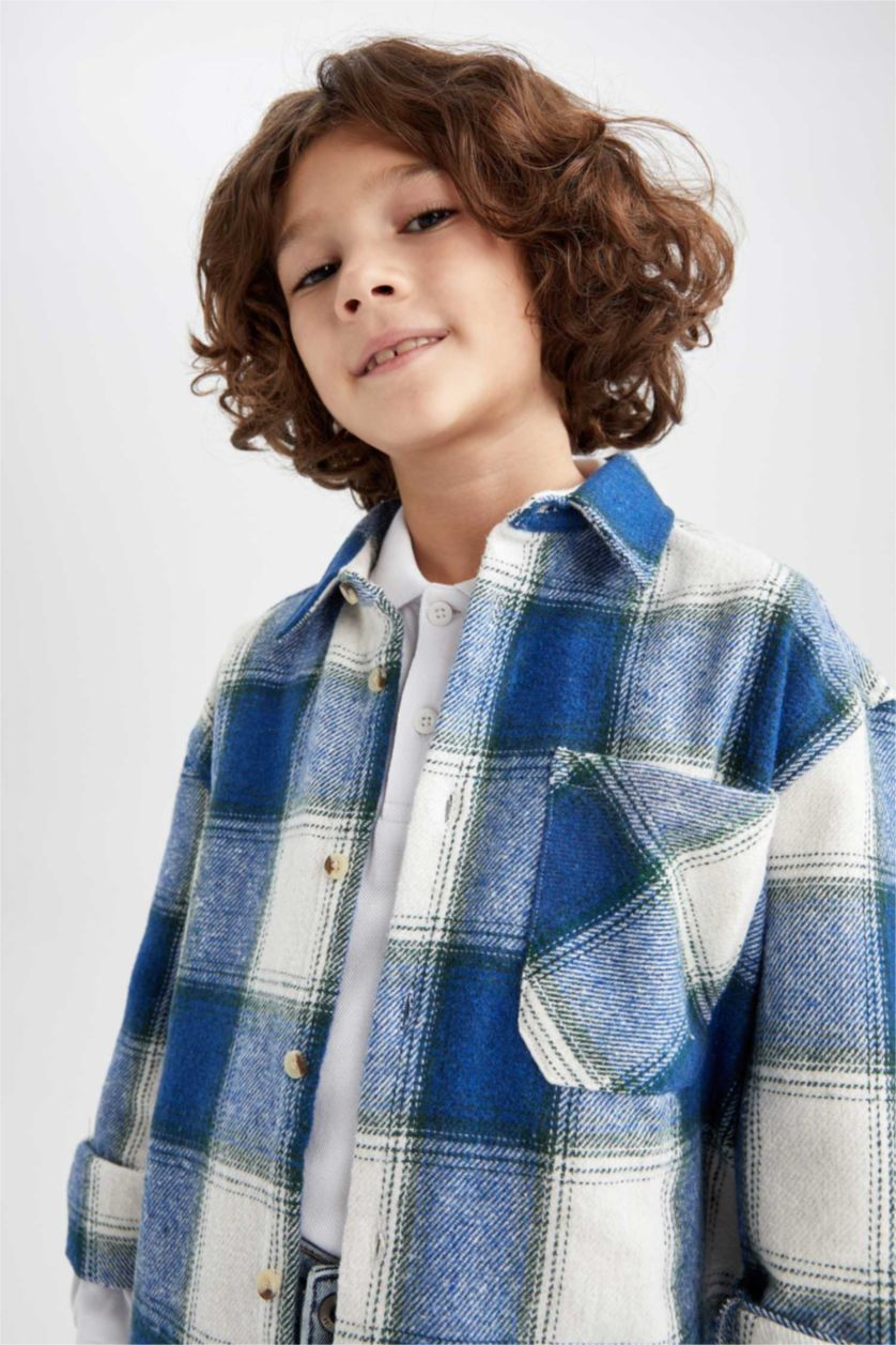 GARÇONS Indigo Clair Chemises à manches longues Flanelle Col Polo Garçon