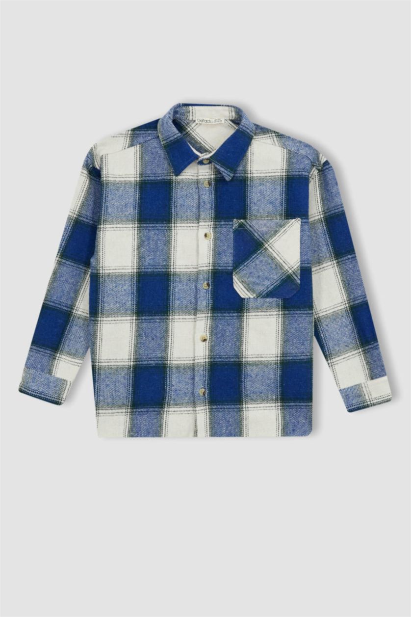 GARÇONS Indigo Clair Chemises à manches longues Flanelle Col Polo Garçon