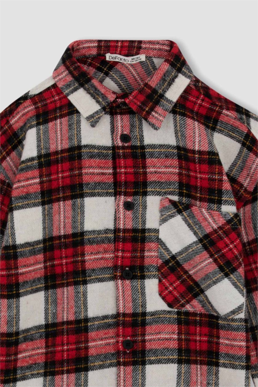 GARÇONS Rouge Chemises à manches longues Flanelle Col Polo Garçon