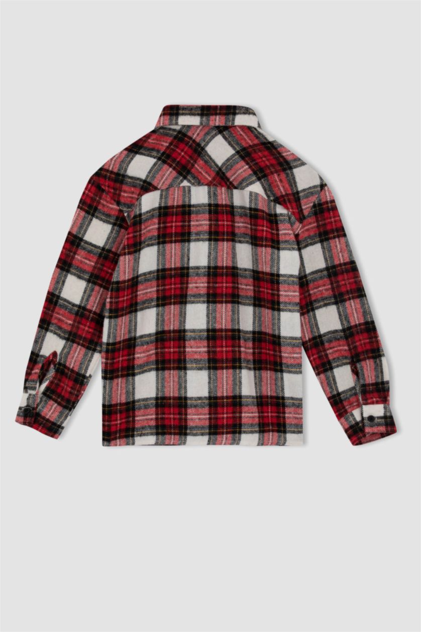 GARÇONS Rouge Chemises à manches longues Flanelle Col Polo Garçon