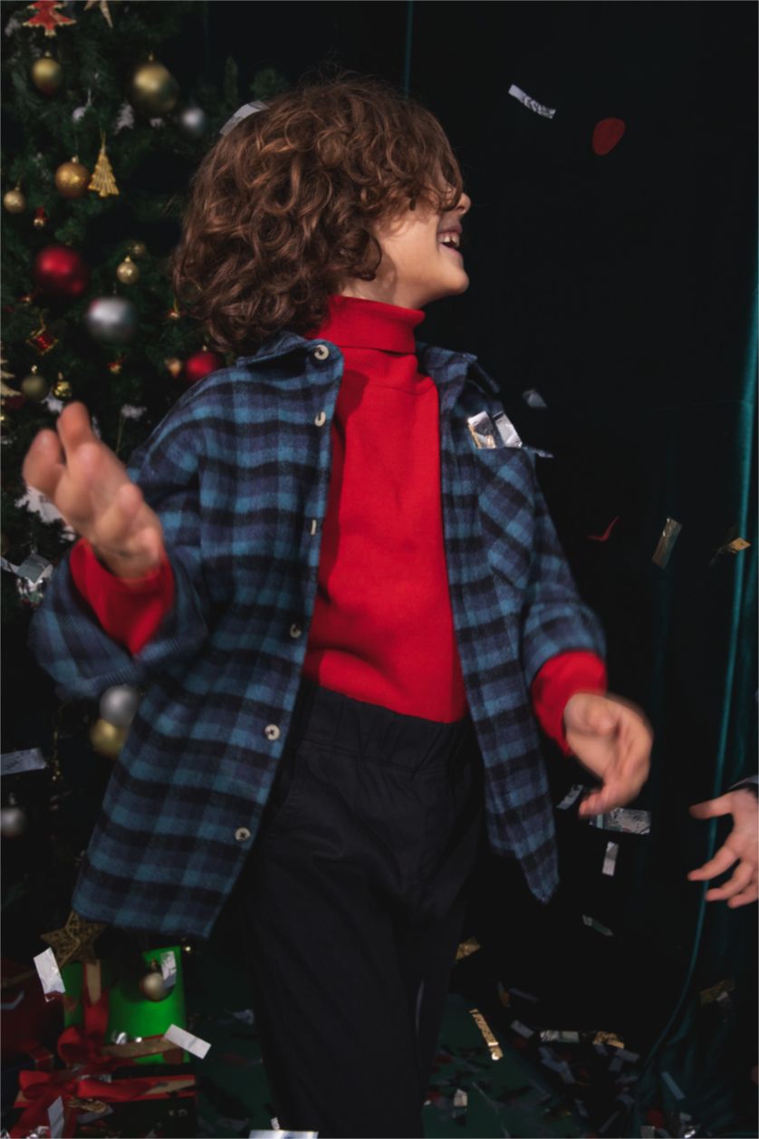 BOYS & TEENS Indigo Oversize Fit Long Sleeve Shirt