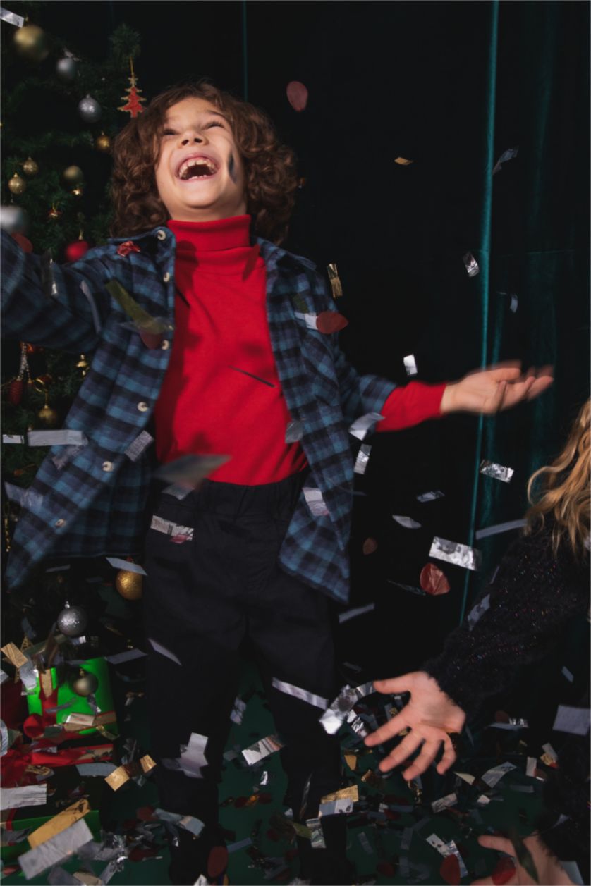 BOYS & TEENS Indigo Oversize Fit Long Sleeve Shirt