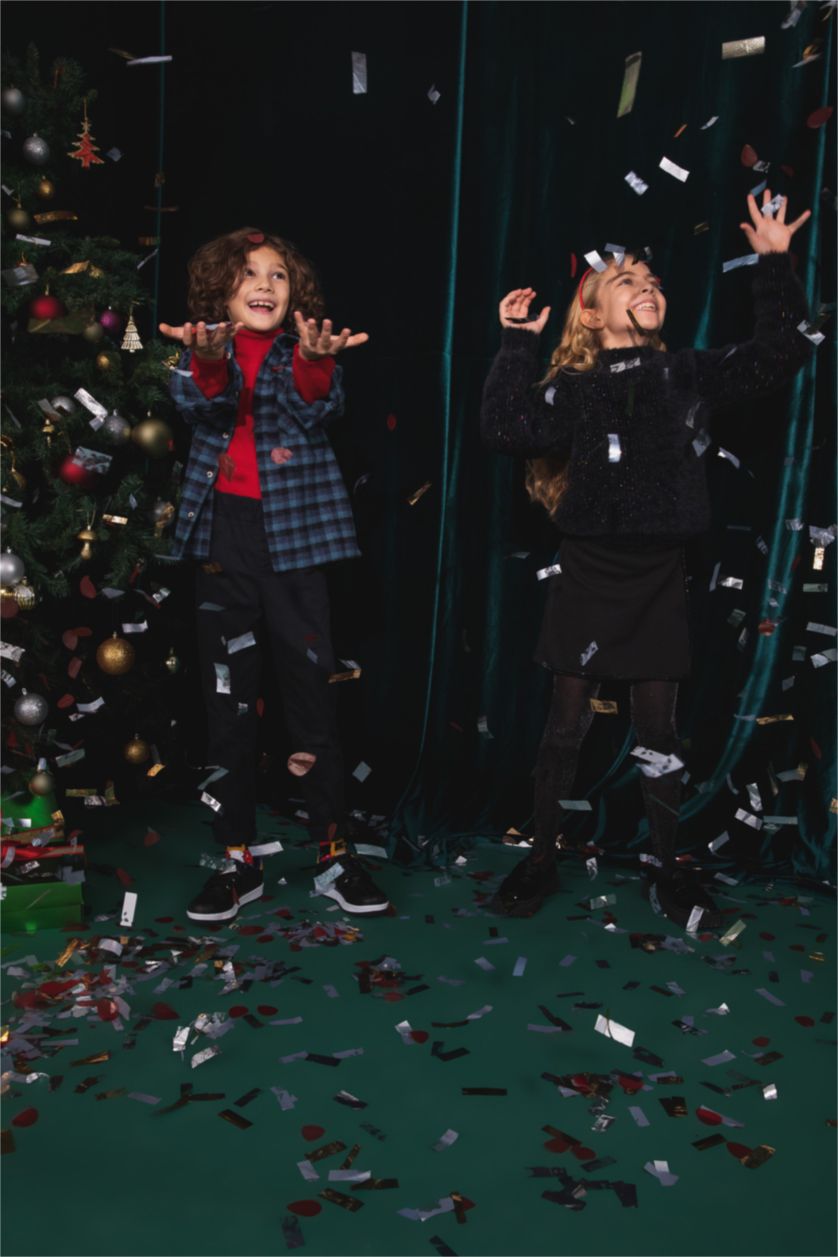 BOYS & TEENS Indigo Oversize Fit Long Sleeve Shirt