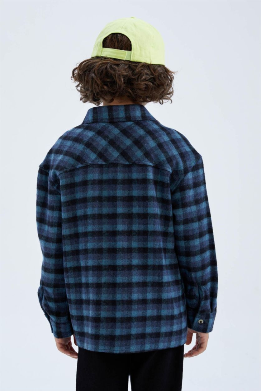 BOYS & TEENS Indigo Oversize Fit Long Sleeve Shirt