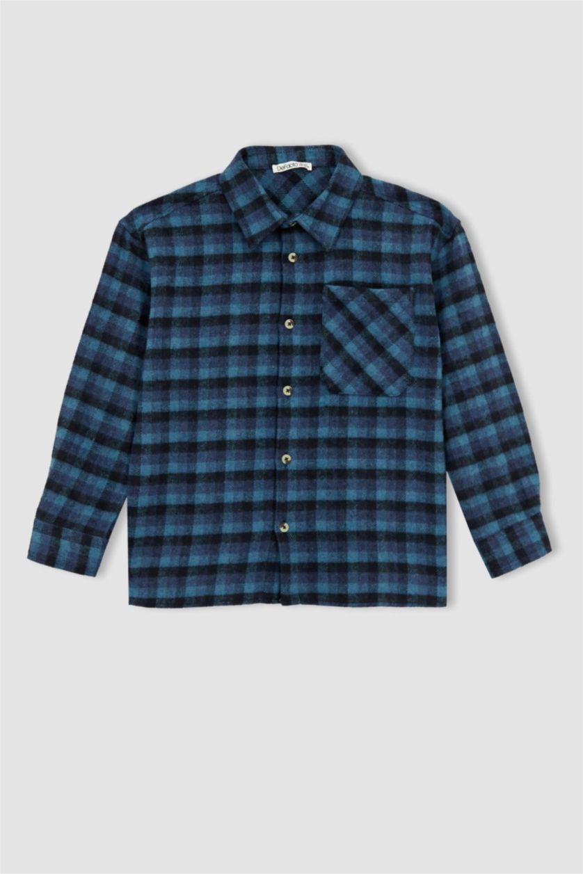 BOYS & TEENS Indigo Oversize Fit Long Sleeve Shirt