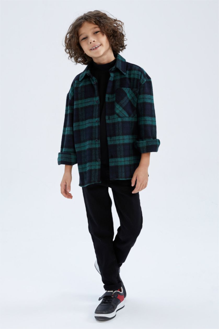 GARÇONS Marin Chemises à manches longues Flanelle Col Polo Garçon