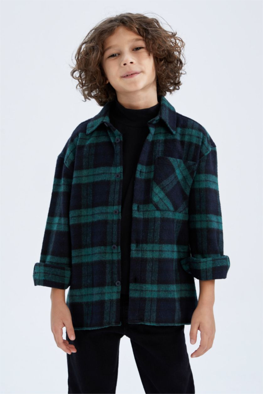 GARÇONS Marin Chemises à manches longues Flanelle Col Polo Garçon