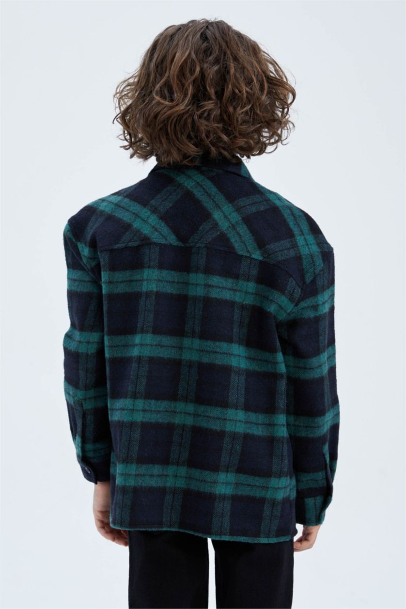 GARÇONS Marin Chemises à manches longues Flanelle Col Polo Garçon