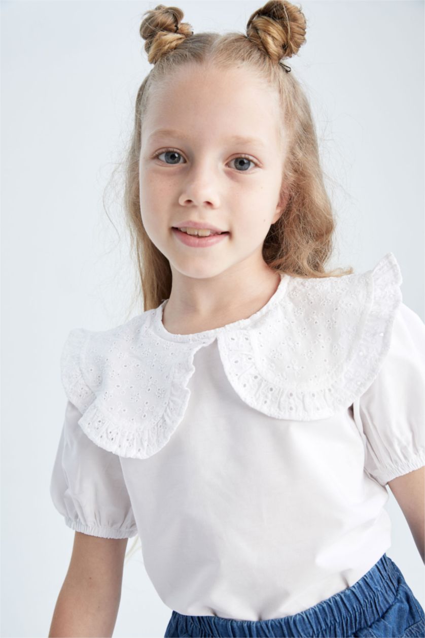 GIRLS & TEENS White Girl Regular Fit Short Sleeve Blouse