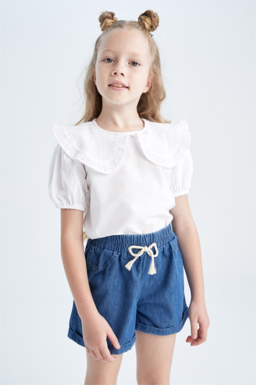 GIRLS & TEENS White Girl Regular Fit Short Sleeve Blouse