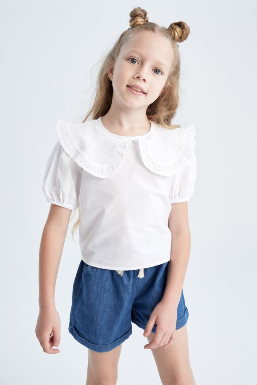 GIRLS & TEENS White Girl Regular Fit Short Sleeve Blouse