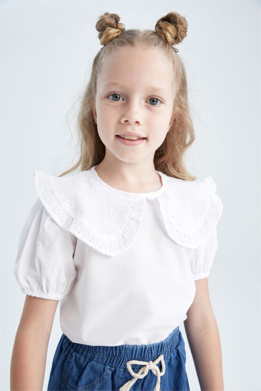 GIRLS & TEENS White Girl Regular Fit Short Sleeve Blouse