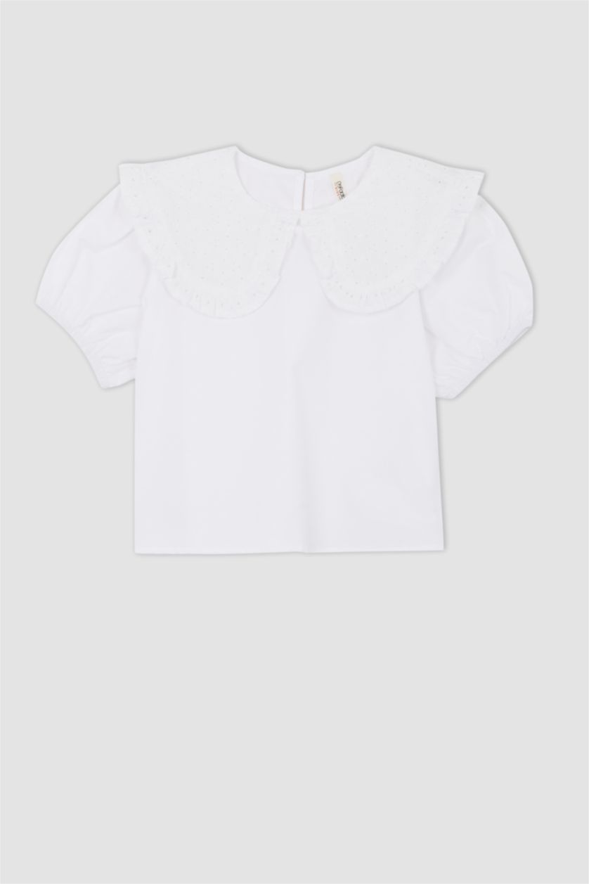 GIRLS & TEENS White Girl Regular Fit Short Sleeve Blouse