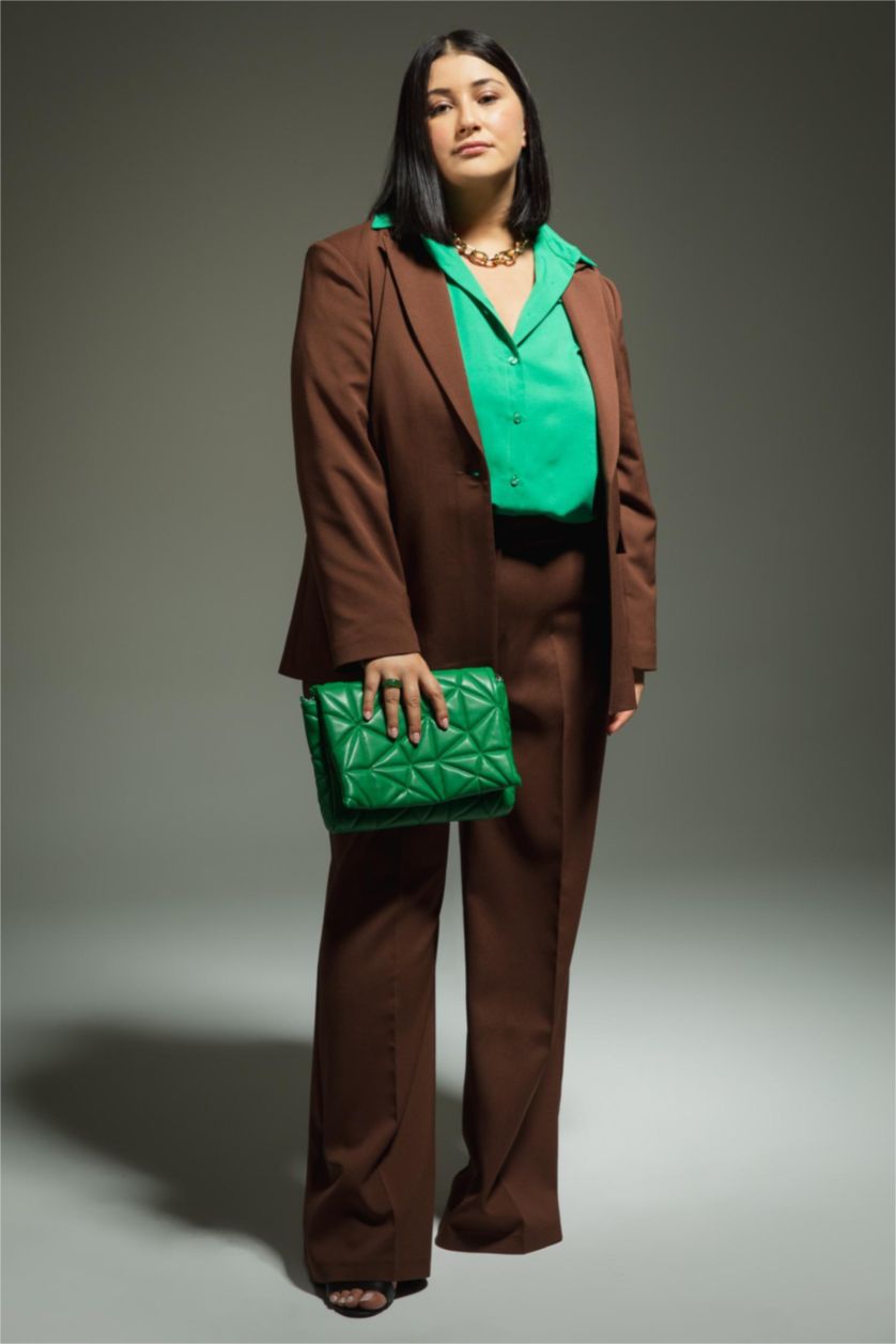 Женщины Коричневый Брюки палаццо с высокой посадкой, коллекция DF Plus