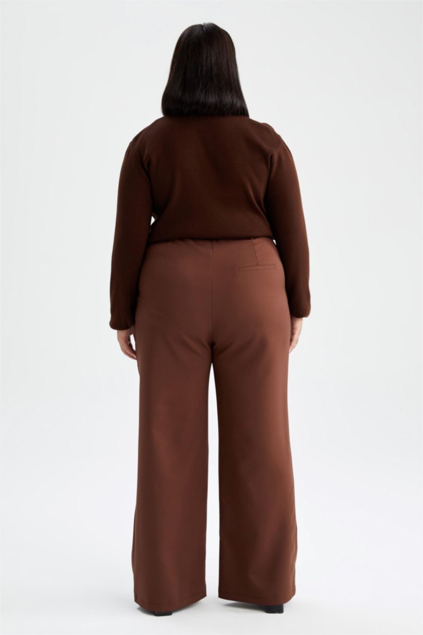 Женщины Коричневый Брюки палаццо с высокой посадкой, коллекция DF Plus