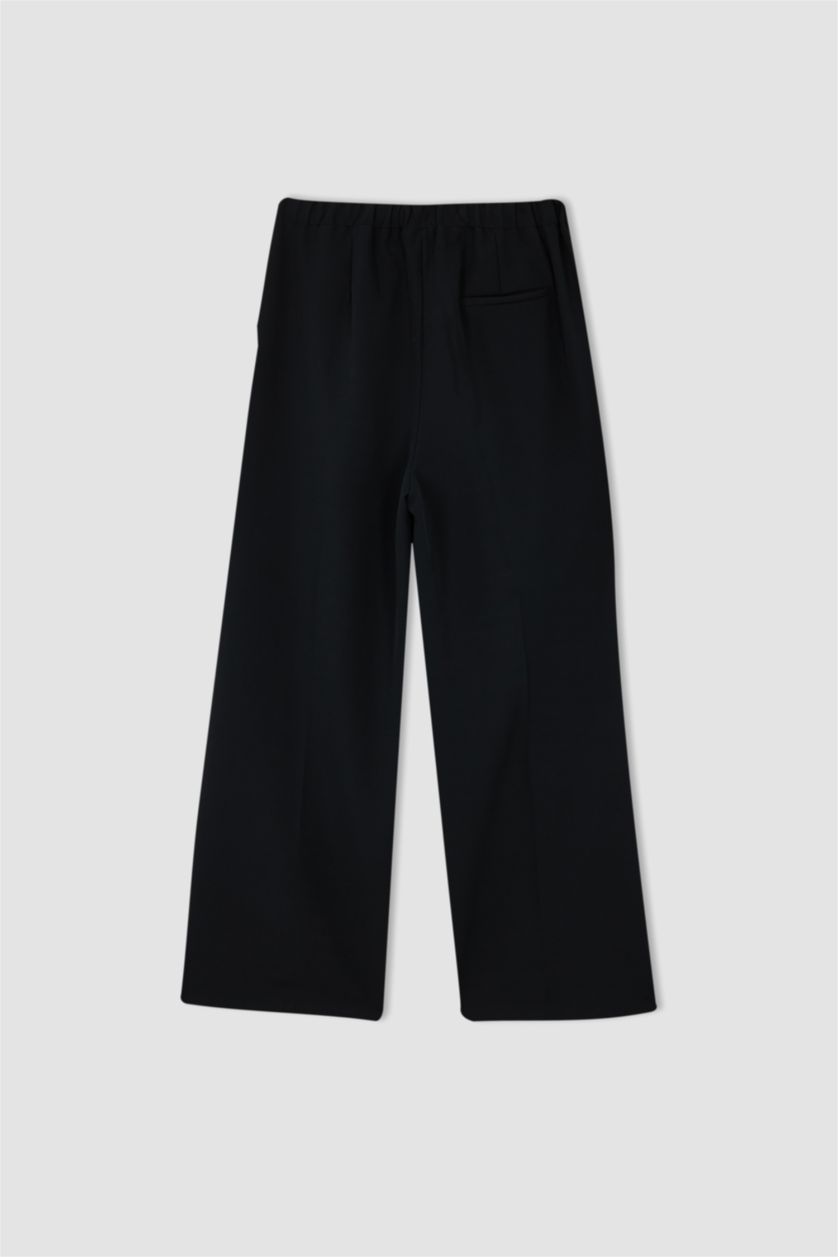 FEMME Noir Df Plus Pantalon Palazzo Plissé Taille Haute Grande Taille