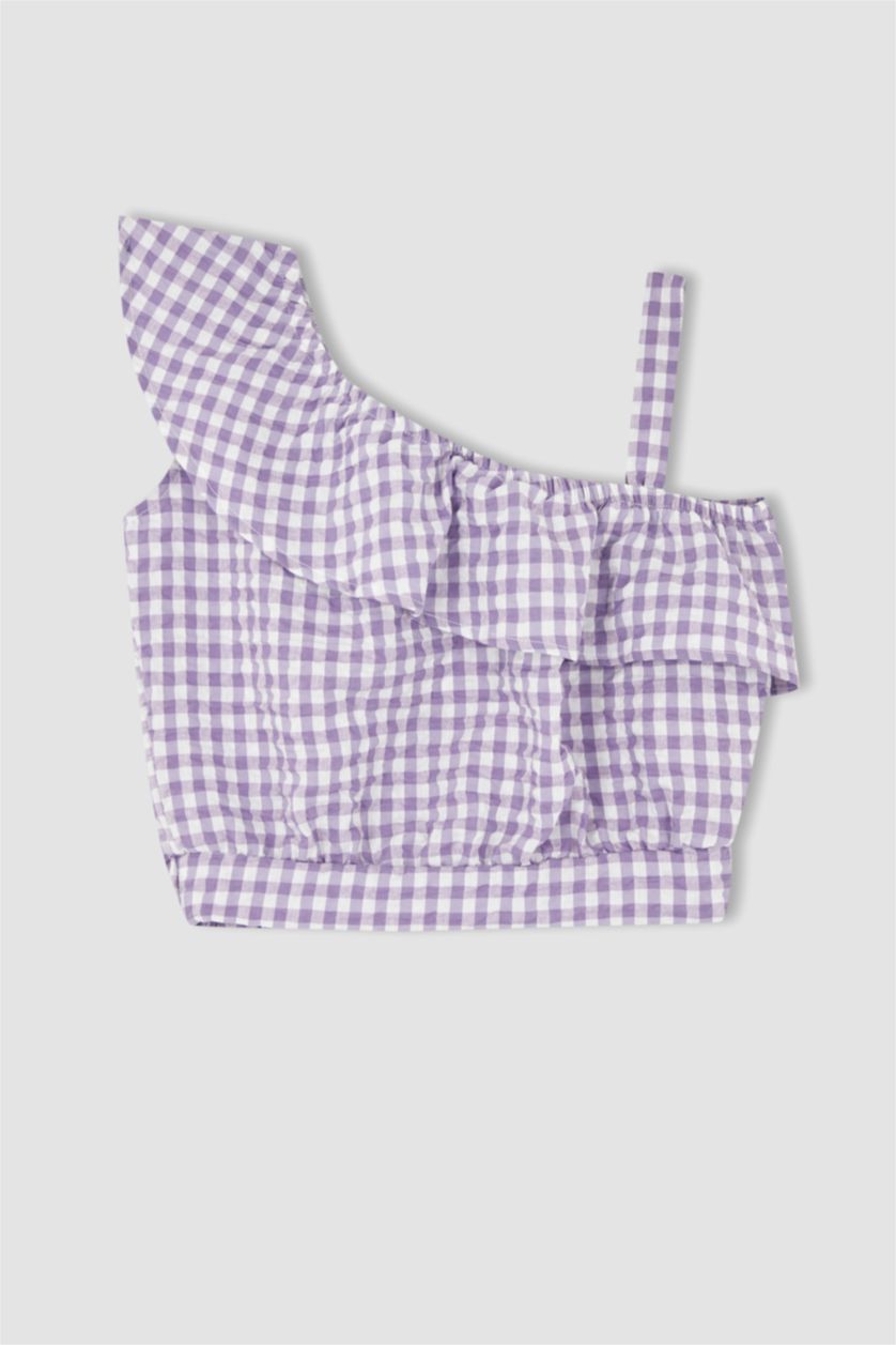 FILLES Violet Chemisier à bretelles en tissu froissé manches courtes pour fille