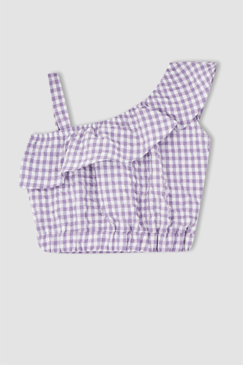 FILLES Violet Chemisier à bretelles en tissu froissé manches courtes pour fille