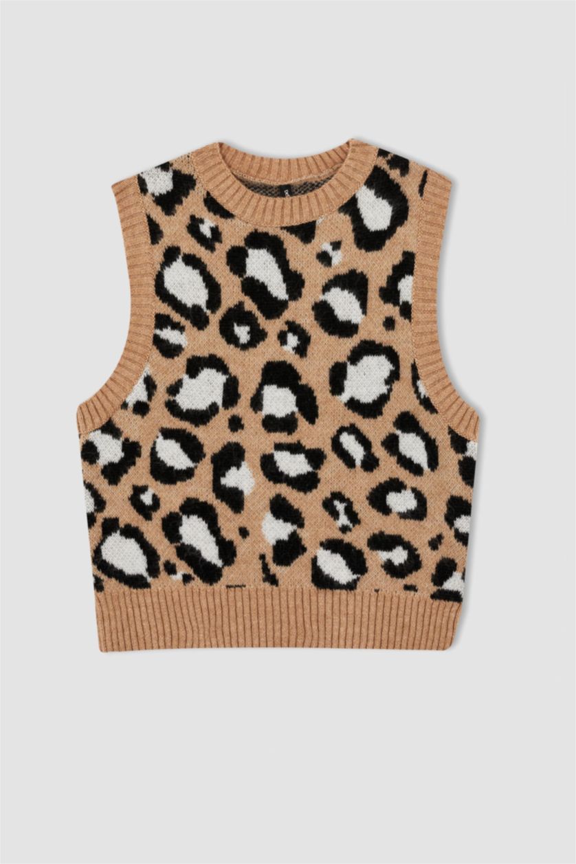 FEMME Beige Gilet Coupe Régulière Col rond