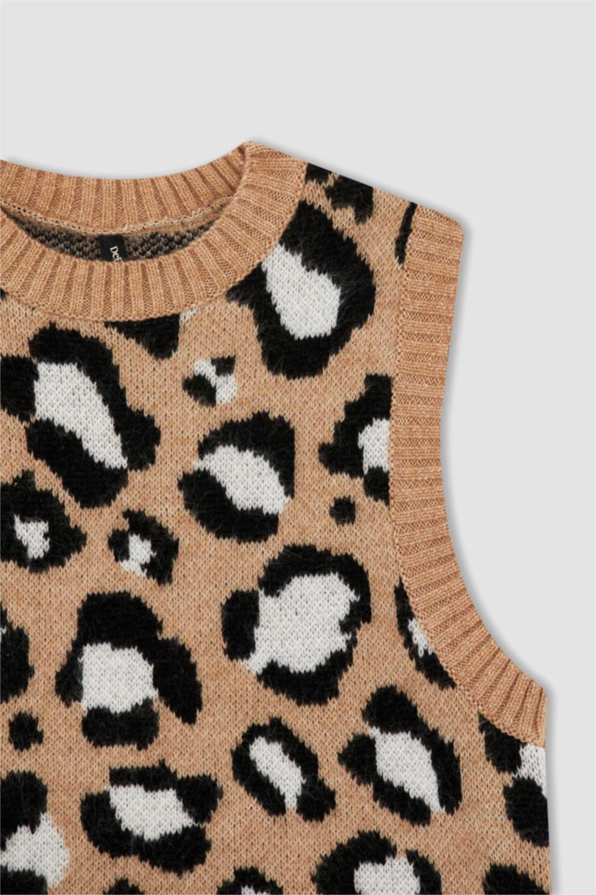 FEMME Beige Gilet Coupe Régulière Col rond