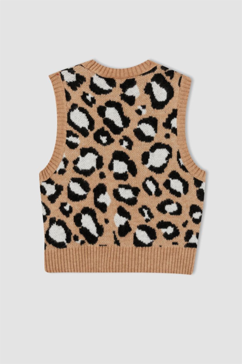 FEMME Beige Gilet Coupe Régulière Col rond