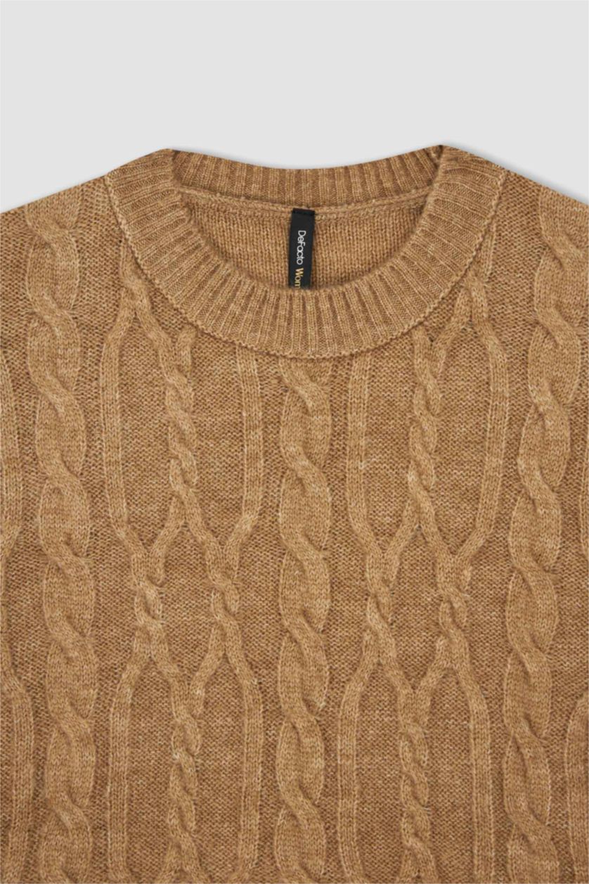 Woman Beige Relax Fit Crew Neck Vest