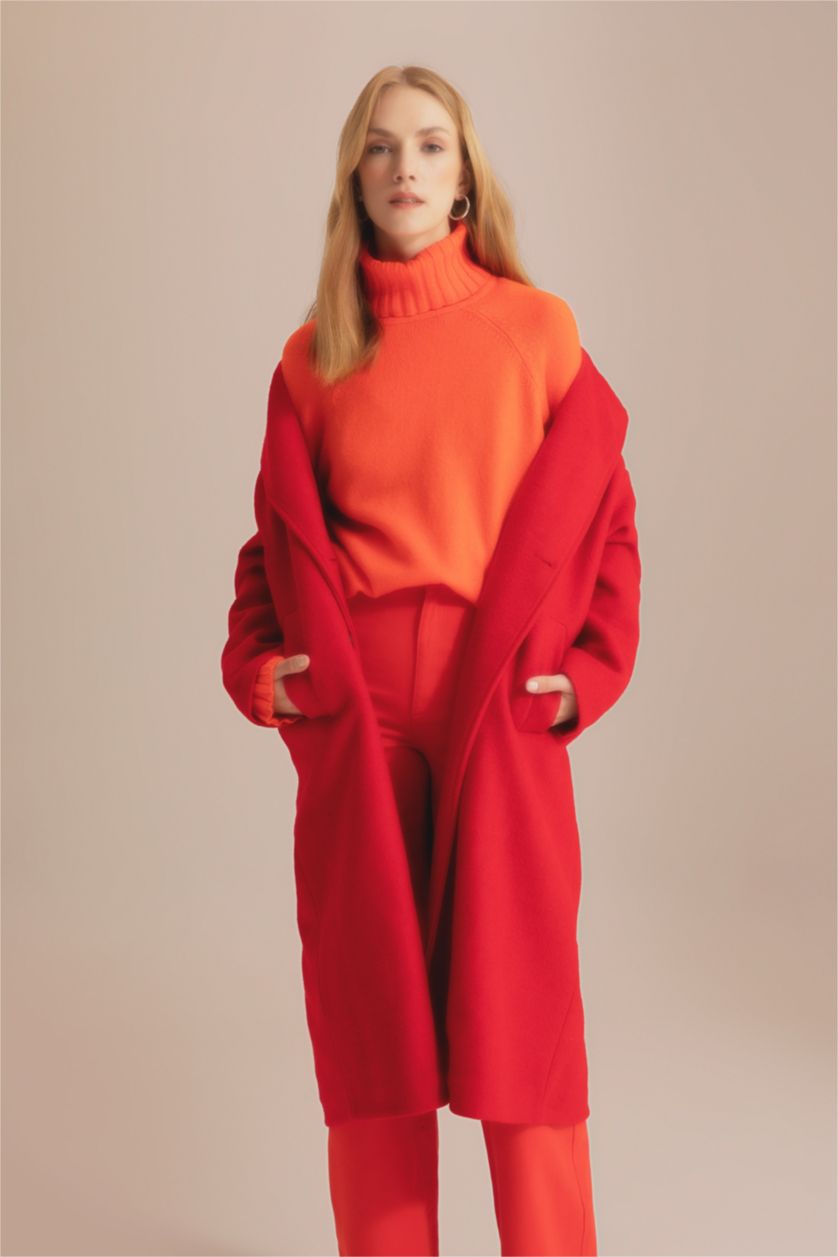 WOMAN Dark Orange Oversize Fit Turtleneck Tunic