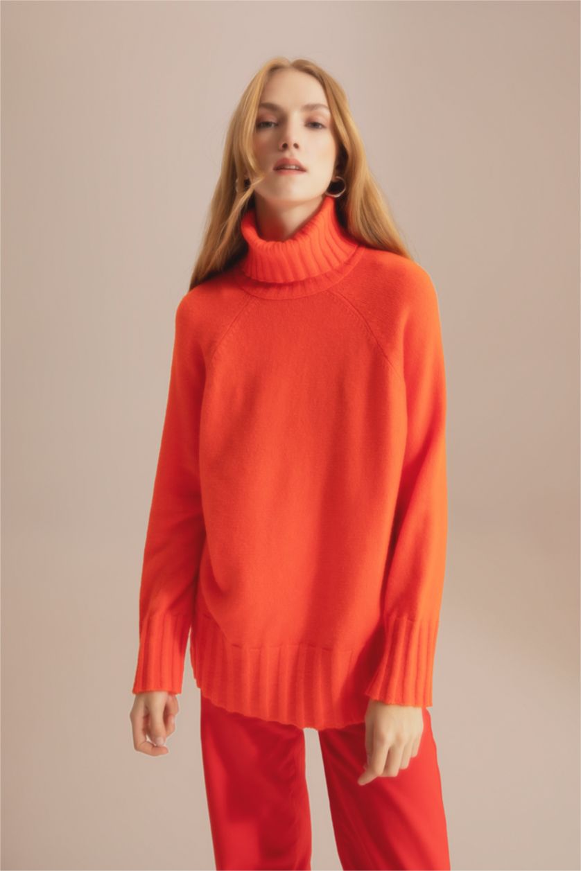 WOMAN Dark Orange Oversize Fit Turtleneck Tunic