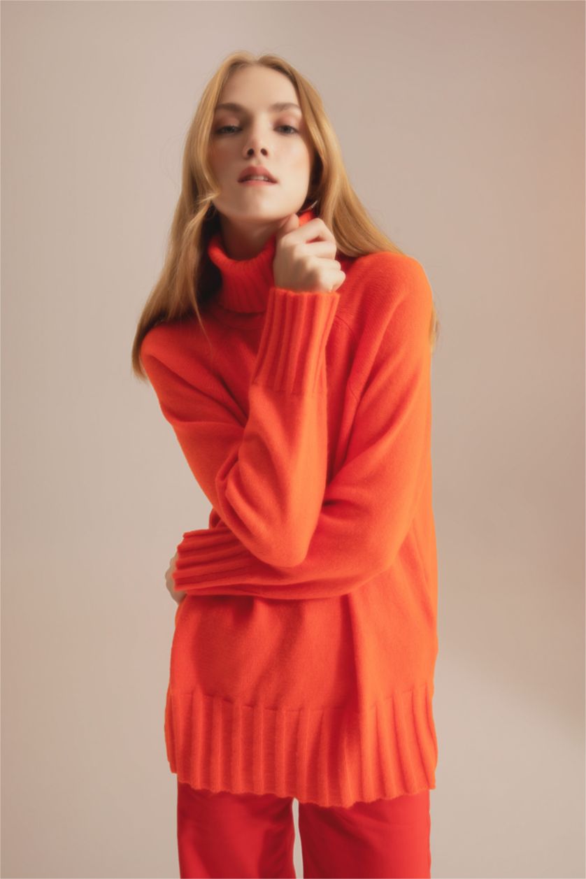 WOMAN Dark Orange Oversize Fit Turtleneck Tunic