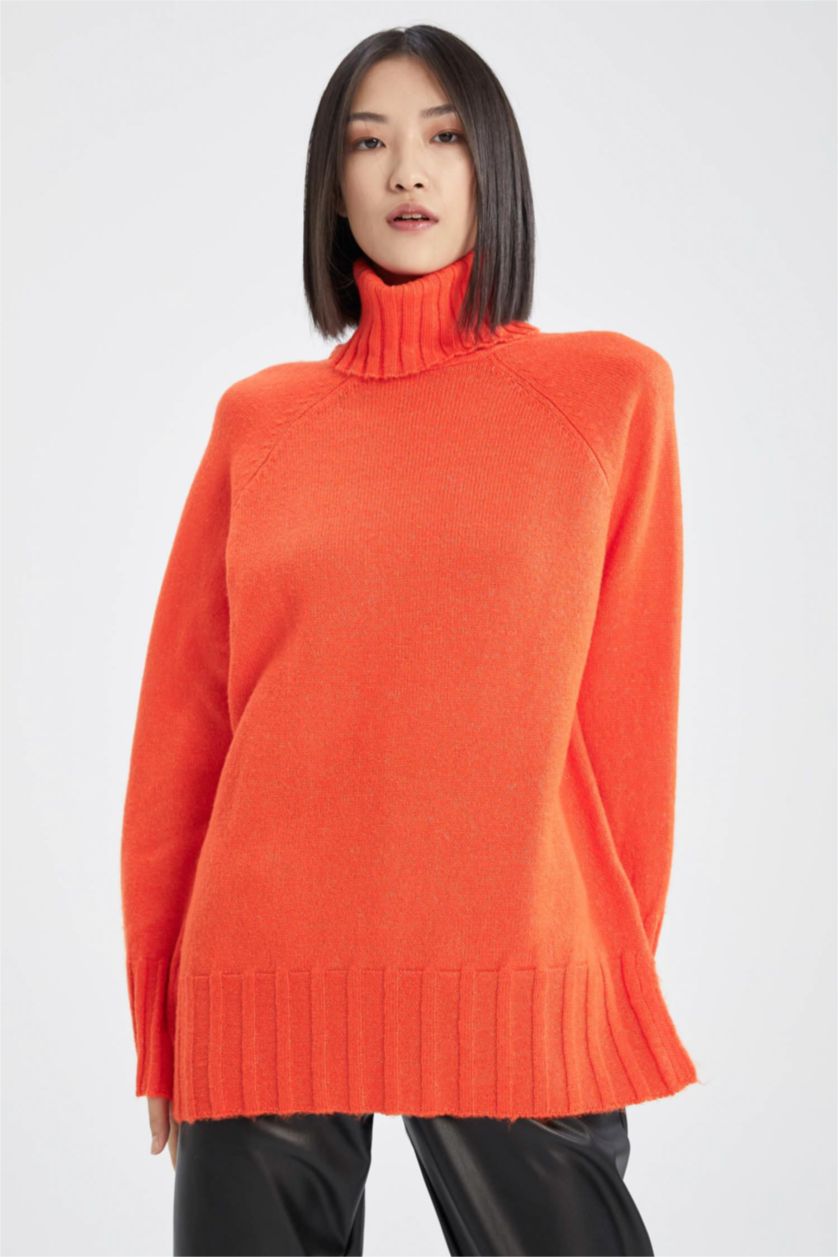 WOMAN Dark Orange Oversize Fit Turtleneck Tunic