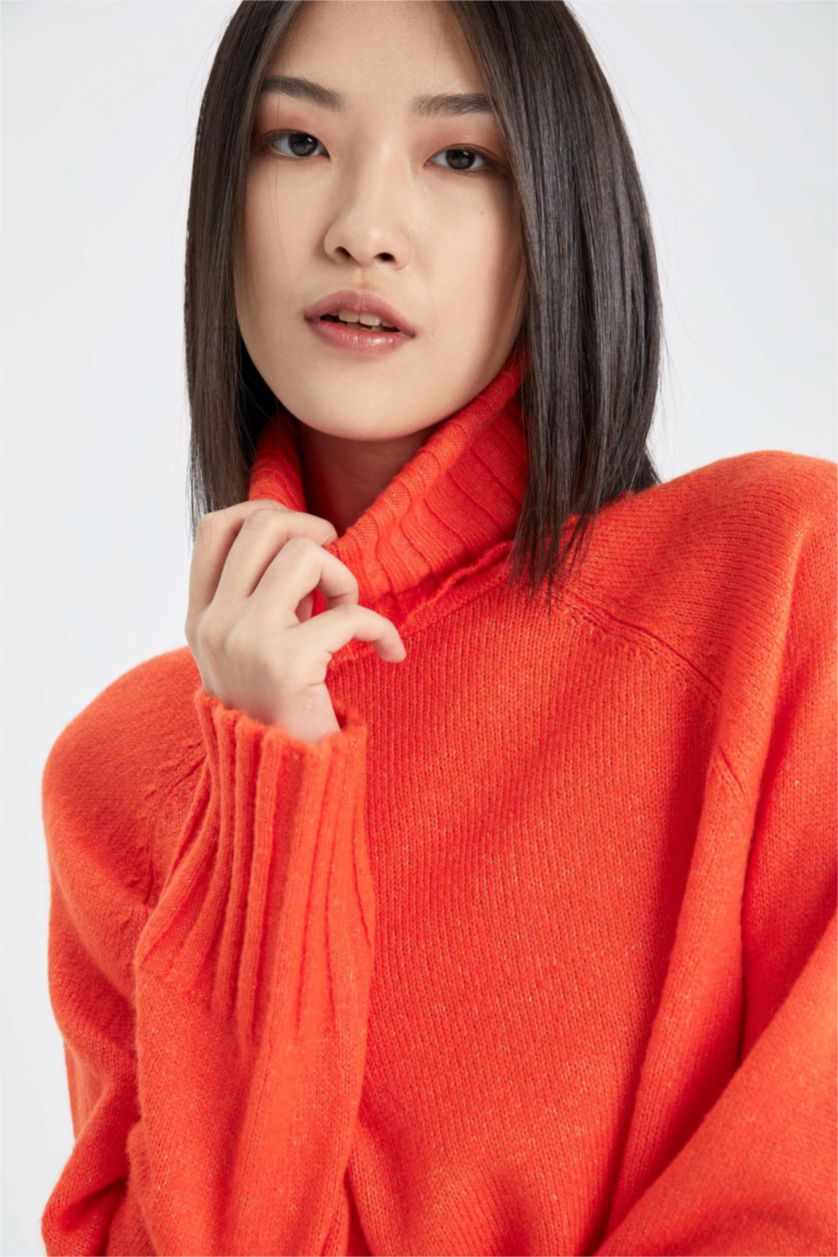 WOMAN Dark Orange Oversize Fit Turtleneck Tunic