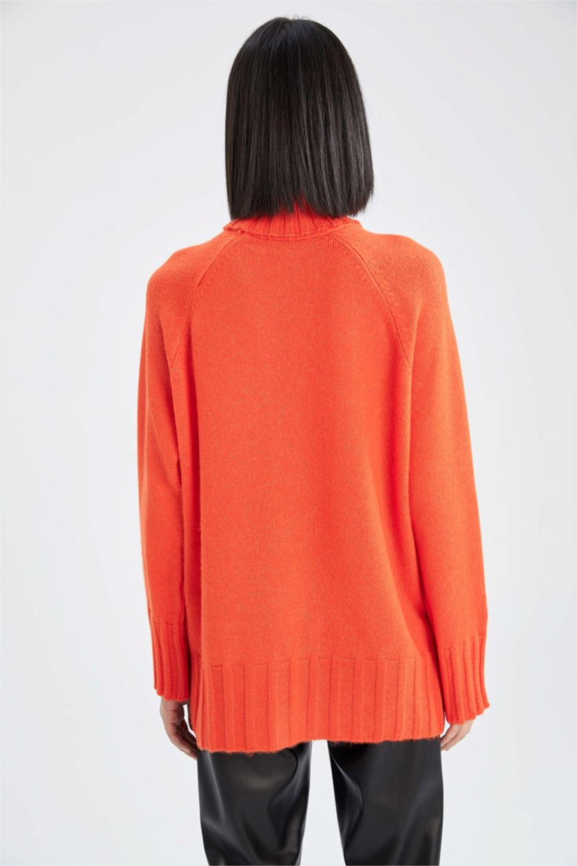 WOMAN Dark Orange Oversize Fit Turtleneck Tunic