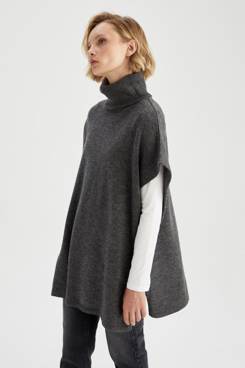 WOMAN Anthracite Oversize Fit Turtleneck Tunic