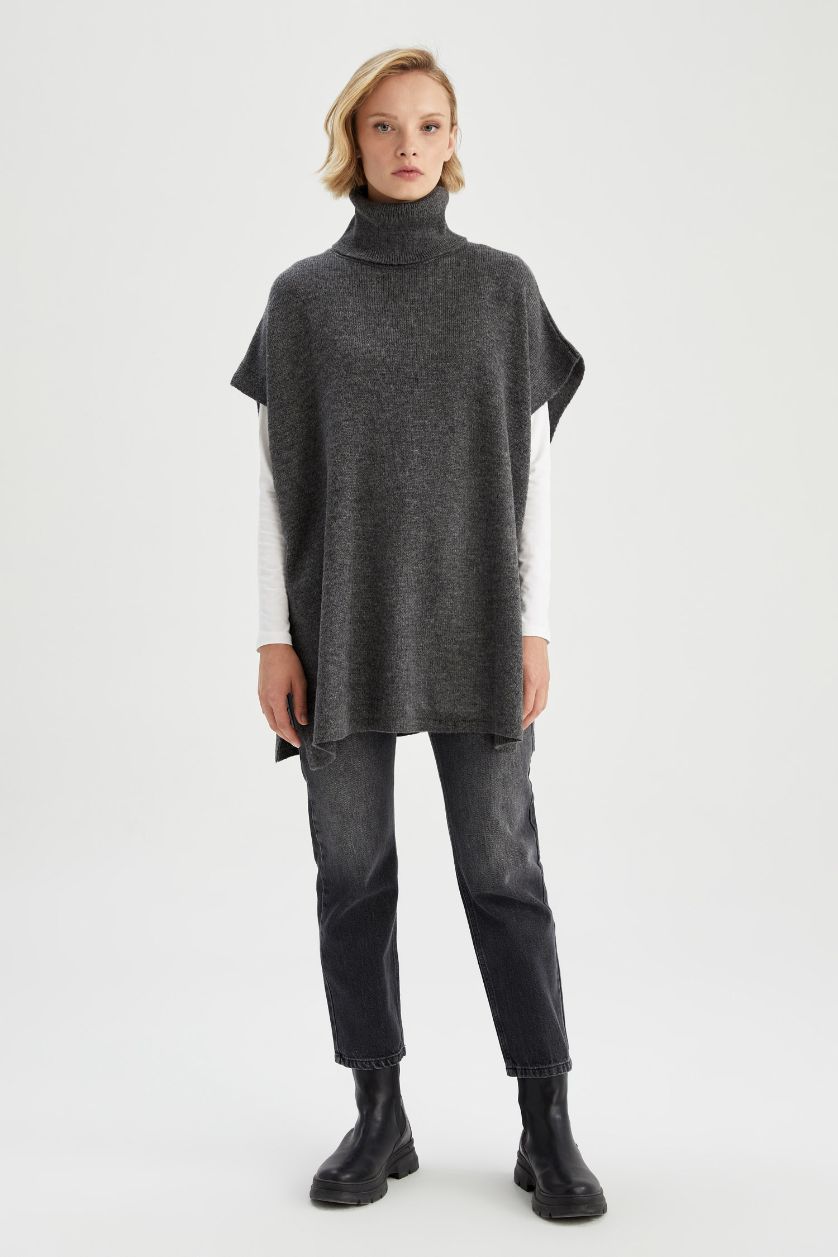 WOMAN Anthracite Oversize Fit Turtleneck Tunic