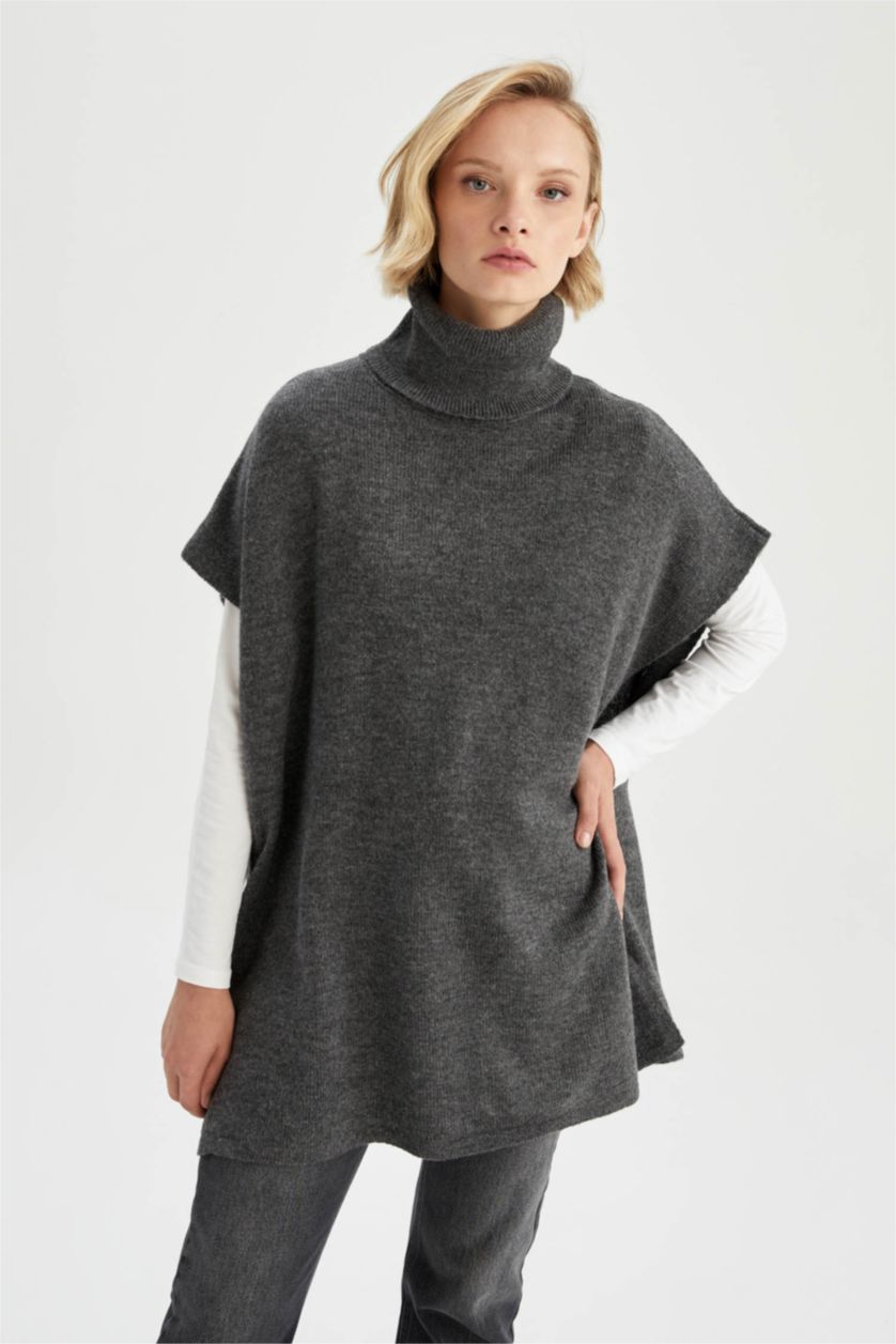 WOMAN Anthracite Oversize Fit Turtleneck Tunic