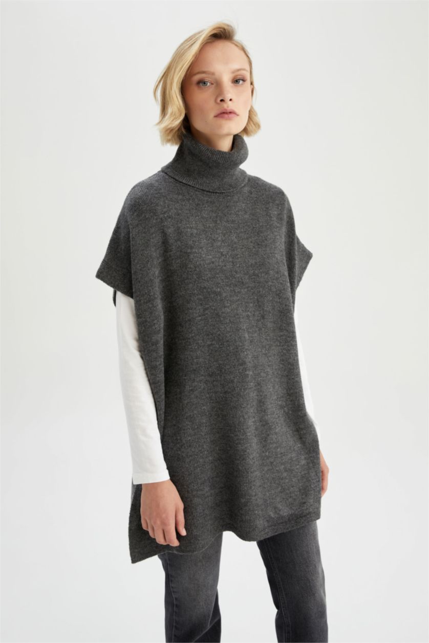 WOMAN Anthracite Oversize Fit Turtleneck Tunic