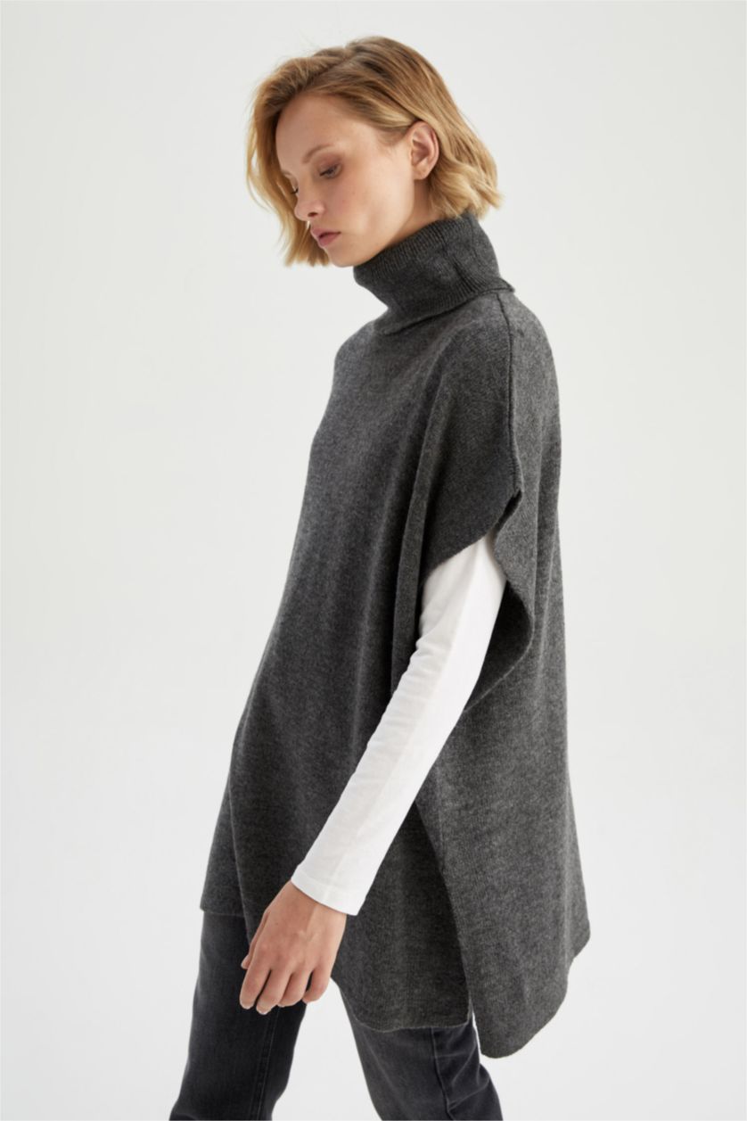 WOMAN Anthracite Oversize Fit Turtleneck Tunic