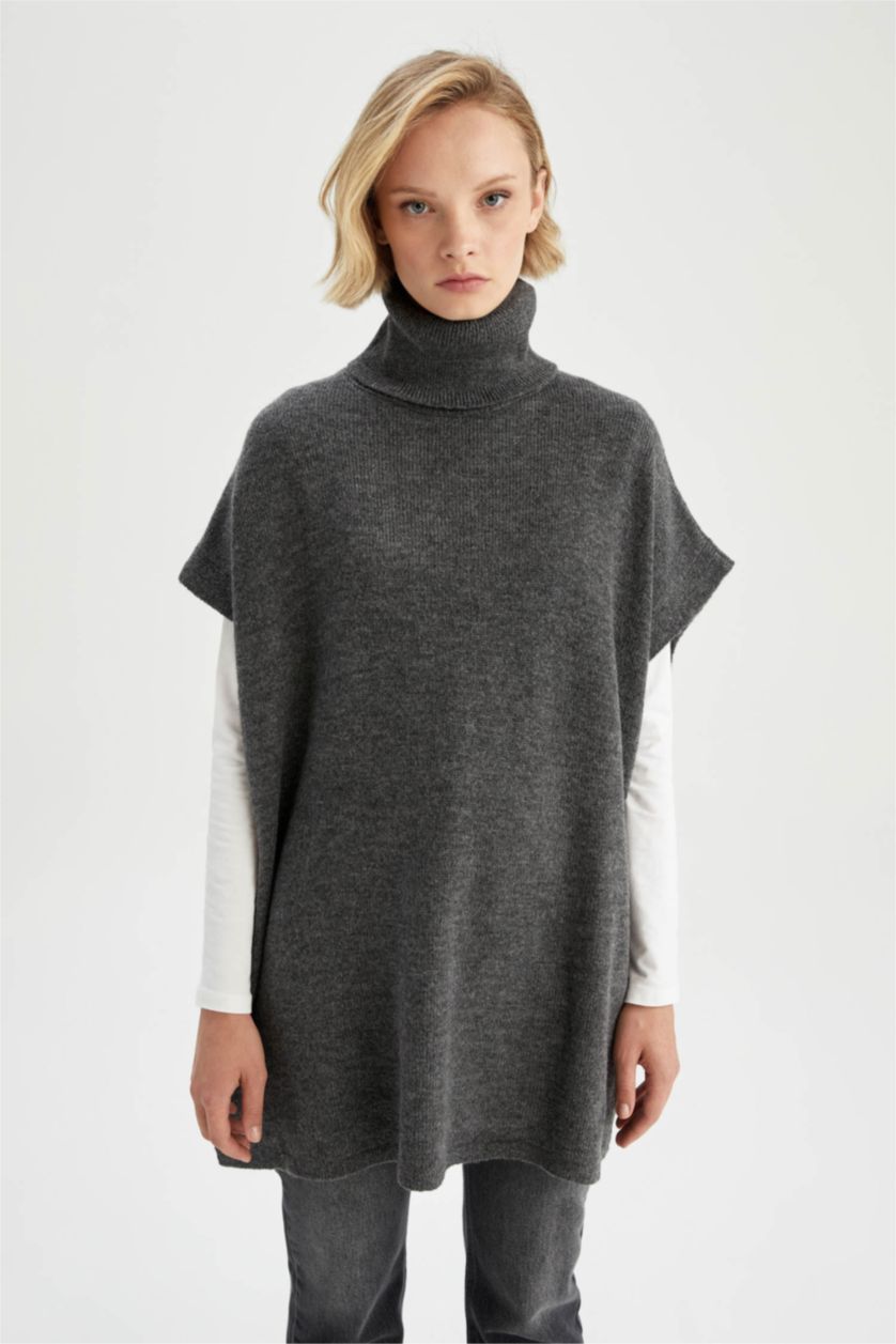 WOMAN Anthracite Oversize Fit Turtleneck Tunic