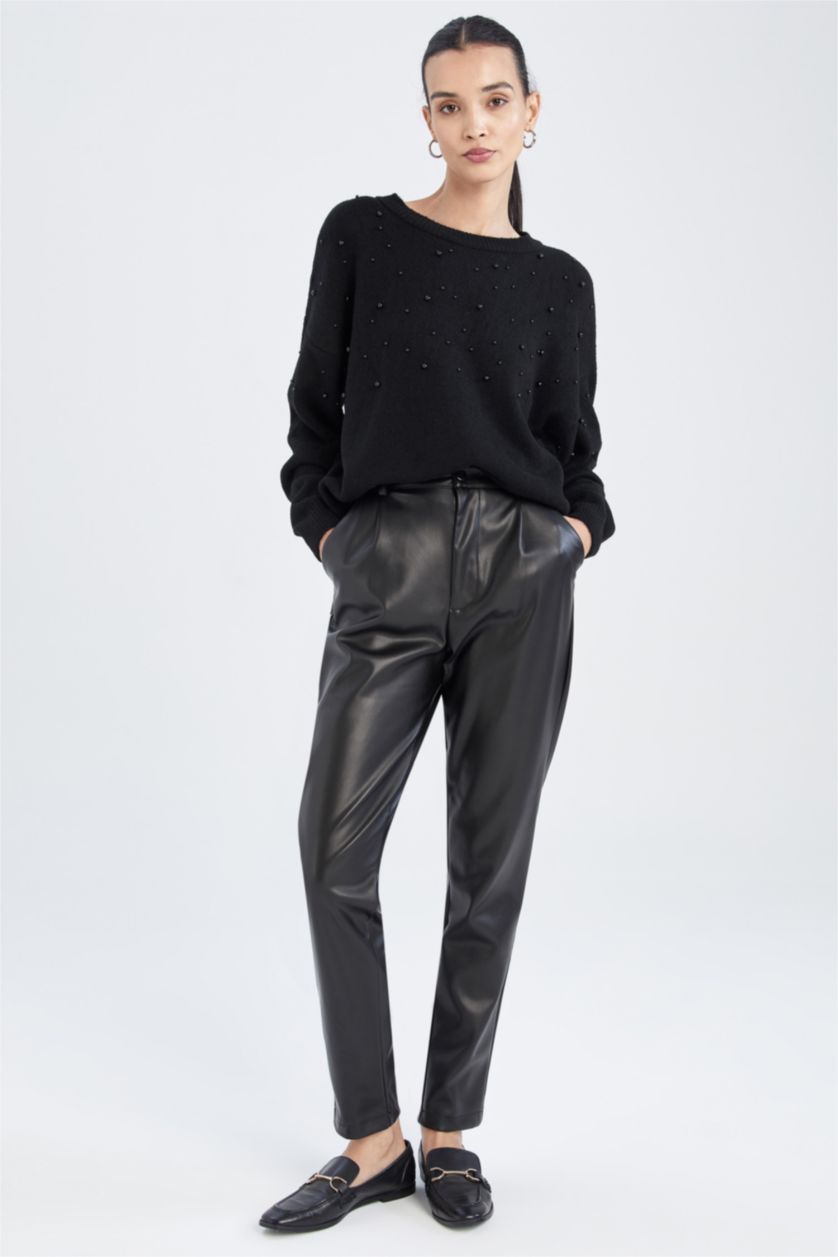 WOMAN Black Relax Fit Crew Neck Pullover