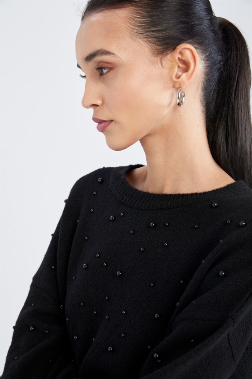 WOMAN Black Relax Fit Crew Neck Pullover