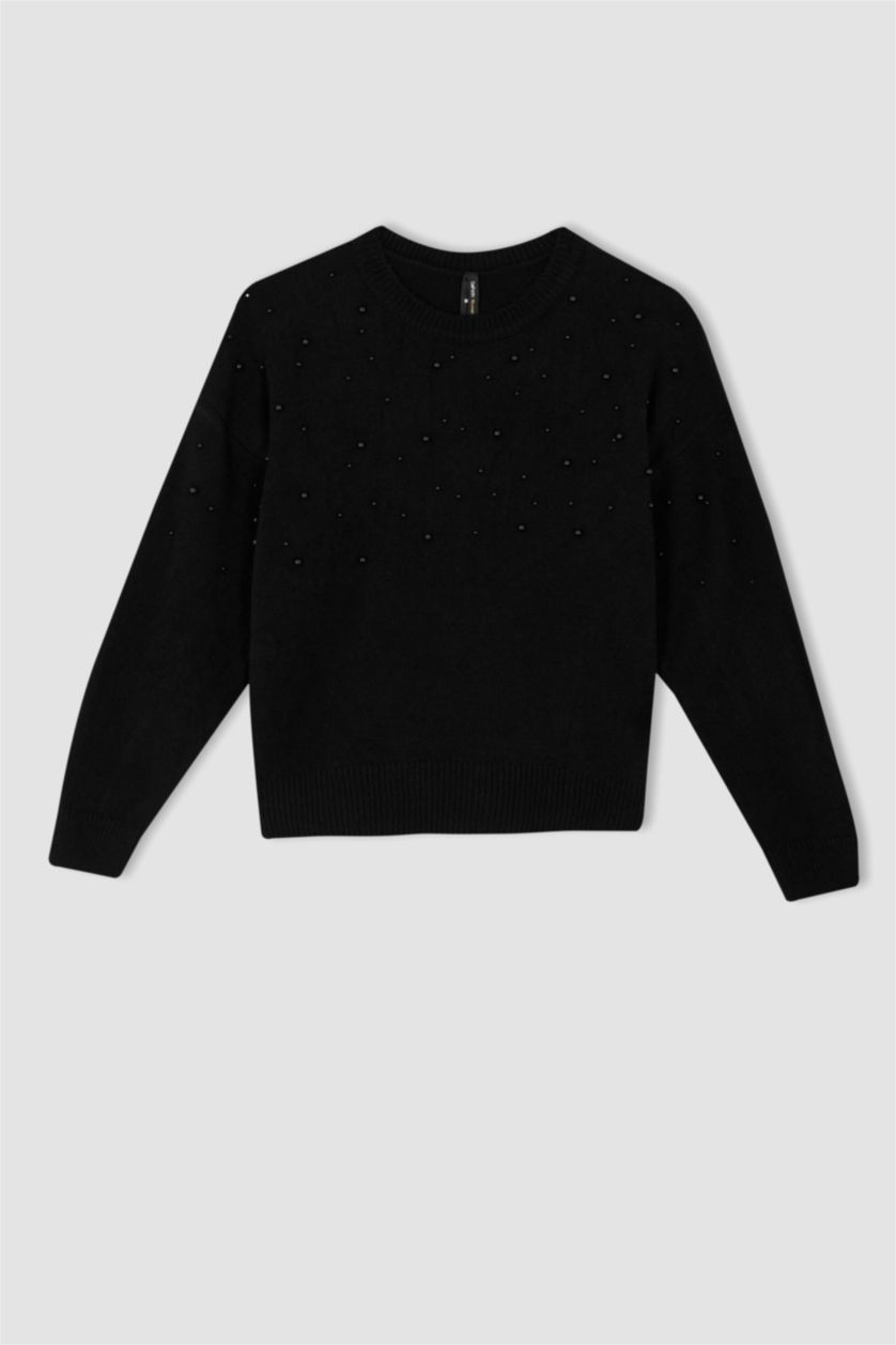 WOMAN Black Relax Fit Crew Neck Pullover