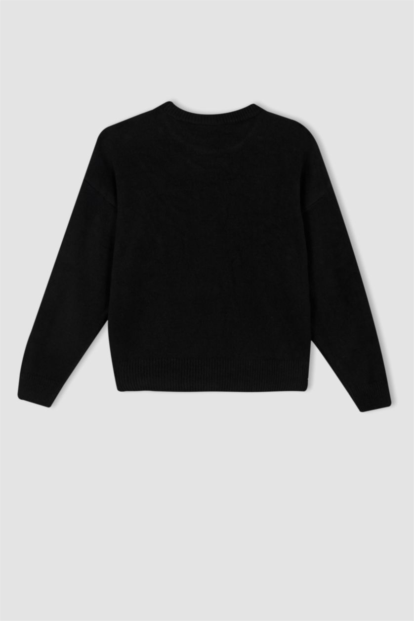 WOMAN Black Relax Fit Crew Neck Pullover